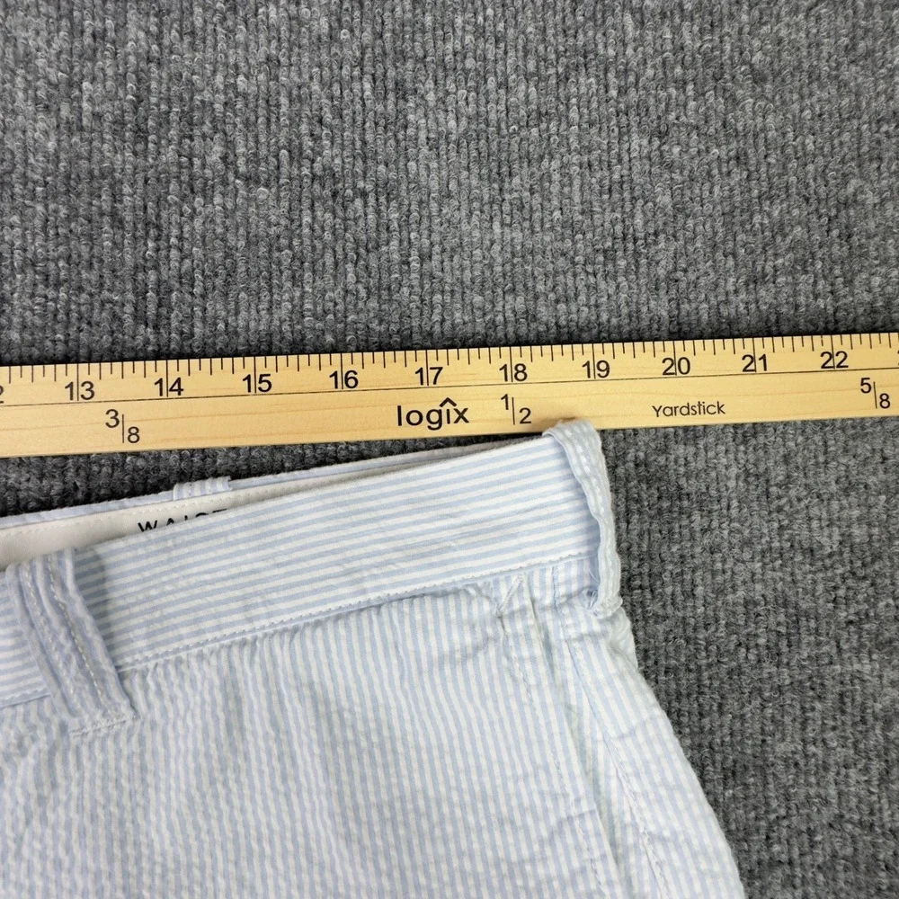 J.Crew‎ Shorts 36 Blue White Seersucker Striped Chino Preppy Coastal Vacation